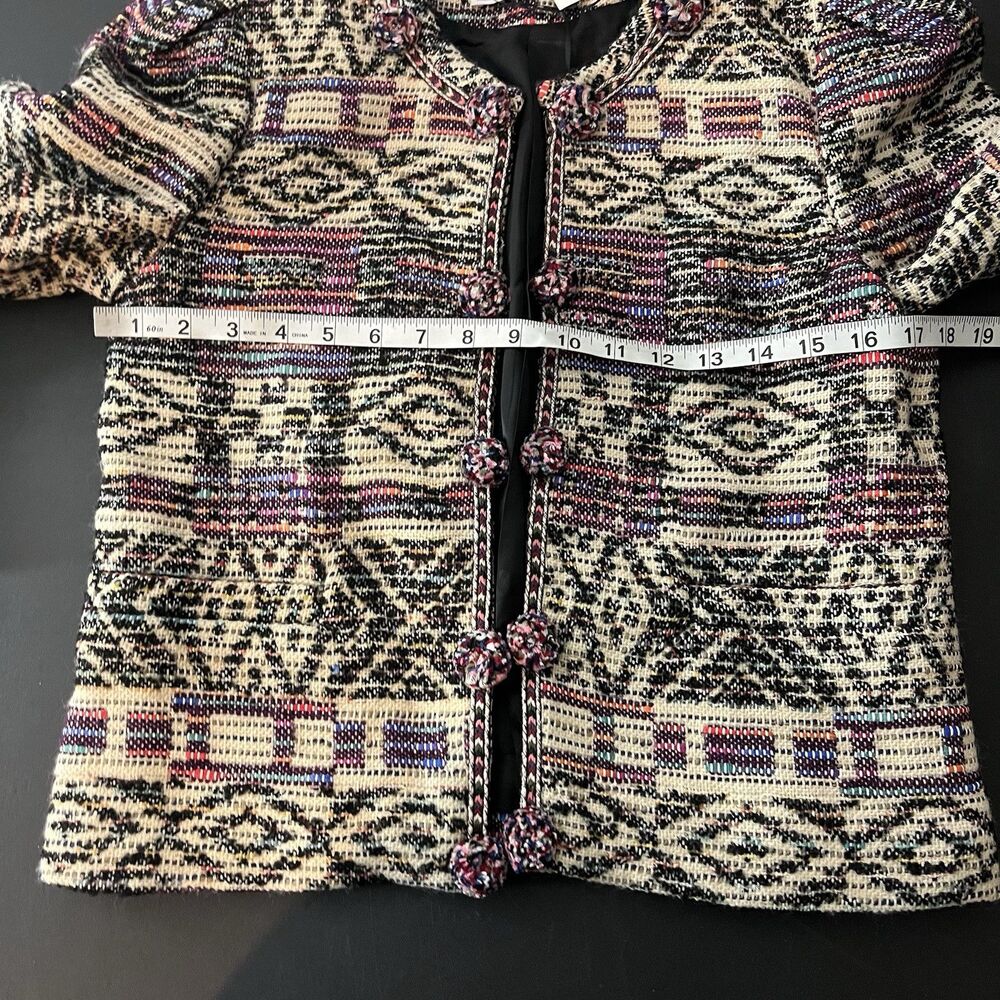 NWT Zara Jacquard Jacket Cardigan Wool / Cotton Blend in Multicolor XS Boho - Picture 8 of 9